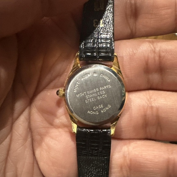 Working VTG XAVIER Women's Watch Swiss Movt Diamond Black Leather Quartz 23 mm - Picture 3 of 9